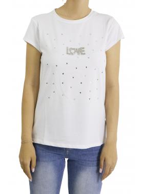 t shirt love con brillantini